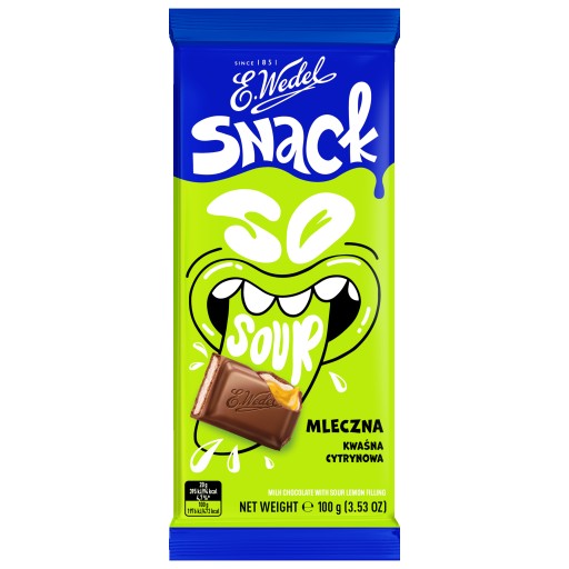 Mliečna čokoláda Sour Citrón 100 g E.Wedel SNACK SOUR