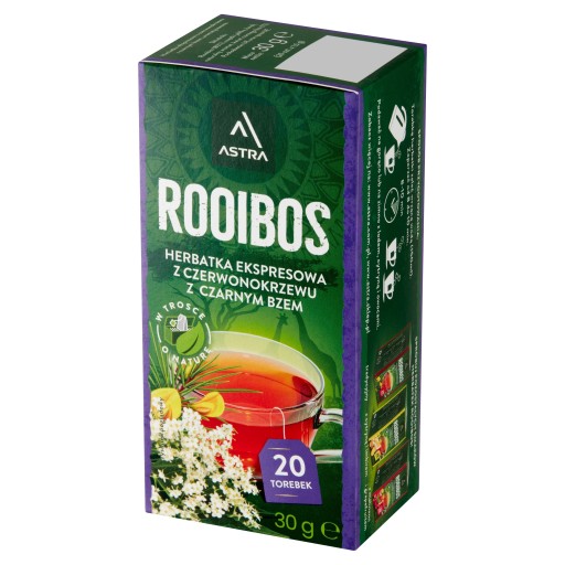 Bylinkový čaj vo vrecúškach Astra Rooibos baza čierna 20 ks x4