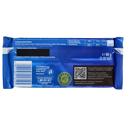 Veľmi horká čokoláda 80% Wedel 80g