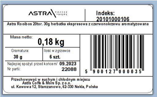 ROOIBOS čaj 20*1,5g ASTRA