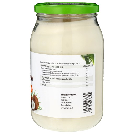 Rafinovaný kokosový olej Intenson 900 ml