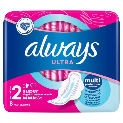 Hygienické vložky Always Ultra Super Plus s krídelkami, 8 ks.