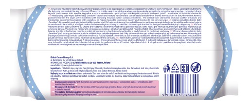 BOBINI SENSITIVE vlhčené obrúsky 0+ mesiacov 60 ks