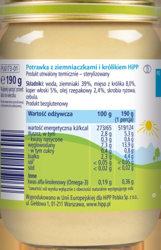 HiPP Guláš so zemiakmi a králikom po 5 mesiacoch 190 g