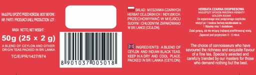 Čierny expresný čaj Golden Assam Exp. 25 vrecúšok