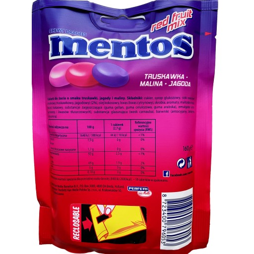 Mentos žuvacie cukríky Red Fruit Mix 160g