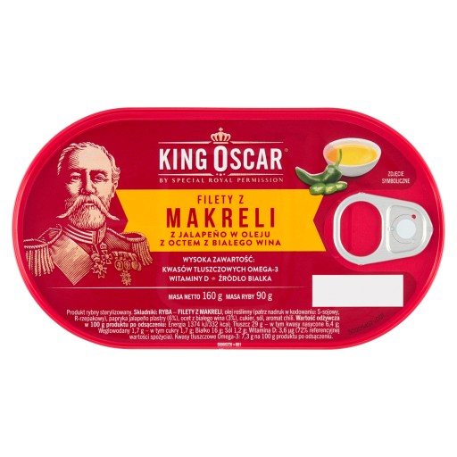 Filety z makrely s Jalapeno v oleji a bielom vínnom octe 160G King Oscar