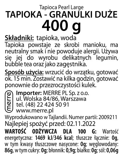 Tapioka, veľké perly 400g - Cock Brand