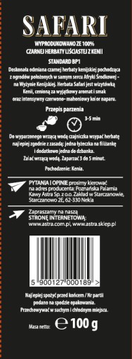 ASTRA SAFARI čierny čaj sypaný list 100g