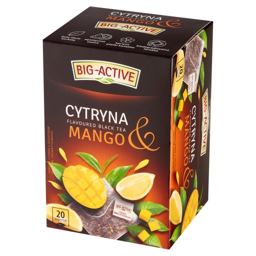 BIG ACTIVE Čierny citrónový čaj s mangom 20 obálok