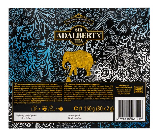 SIR ADALBERT'S Golden Earl Grey čaj 80 ks.