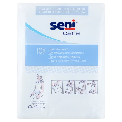 Podbradník s vreckom pre dospelých, jednorázový, hygienický SENI CARE 10 ks.