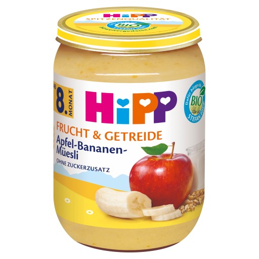 HiPP Jablká a banány s bio müsli, 190g