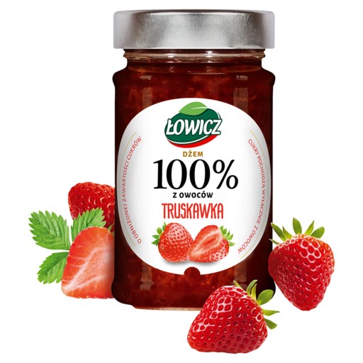 Łowicz Jahodový džem 100% ovocný 210g