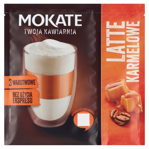 Instantný kávový nápoj s karamelovým latte s penou bez espressovača Mokate