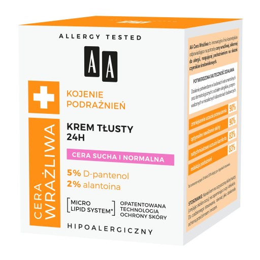 AA mastný krém na citlivú pleť 24h 50ml