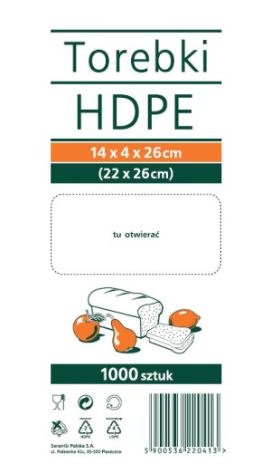 HDPE sáčky na raňajky 14 x 4 x 26 cm 1000 ks