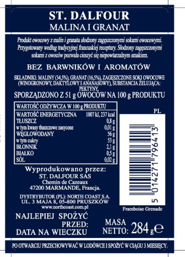 St. Dalfour Fruit Rhapsody Malina a granátové jablko 284 g