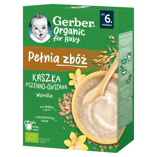 GERBER BIO Pšenično-ovsená kaša Vanilka 6m+ Pełnia Zbóz 200g