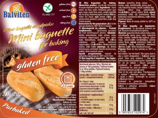 Balviten Mini bagety na pečenie Bezlepkové 2X100G