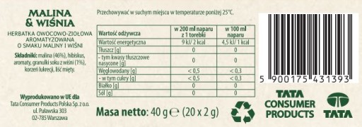 Vitax Čaj Malina Čerešňa 20tb