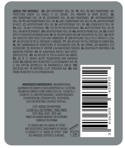 Adidas Pro Invisible Roll-on deodorant pre mužov 50 ml