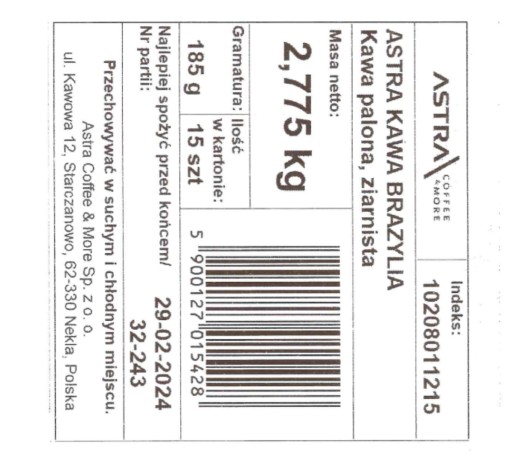 Zrnková káva Astra Ethiopia Tepi 185g