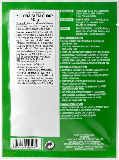 Zelená kari pasta 50g - thajská