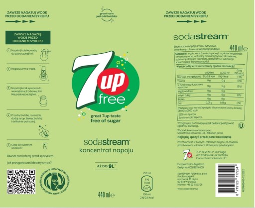 Sirup do SodaStream 7 Up Diet carbonator 201058 440 ml zelený