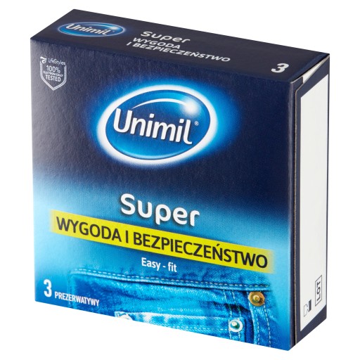 VLHČENÉ KONDÓMY UNIMIL SUPER EASY-FIT 3 ks