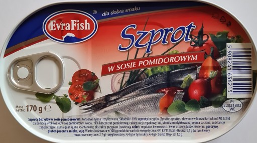 Evrafish šprota v paradajkovej omáčke 170 g