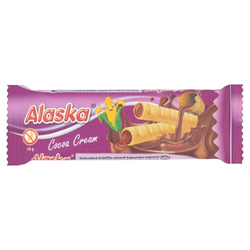 ALASKA Bezlepkové kakaové kukuričné trubičky 18g bezlepkové sladkosti
