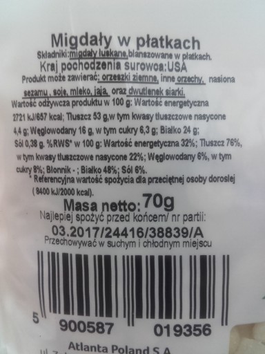 Atl.Mandľové lupienky 70g