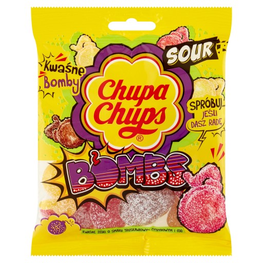 CHUPA CHUPS kyslé želé jahoda citrónová cola Kyslé bomby 90g pre deti