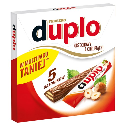 Duplo Wafle s orechovou náplňou poliate mliečnou čokoládou 91 g 5 tyčiniek