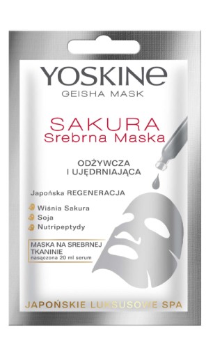 Maska Yoskine Geisha na striebornej látke