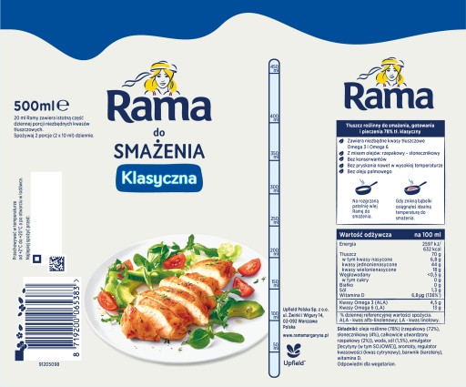 Rama margarín vyprážaný ako klasický kuchár Upfield 500g
