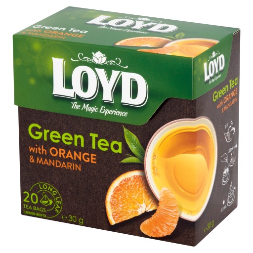 Ochutený zelený čaj v pyramídach Loyd pomaranč/mandarínka 20 ks x2