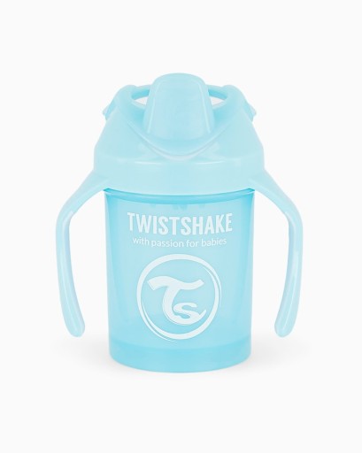 TWISTSHAKE STRIEBORNÝ HRNČEK S MIEŠAČOM 230 4m+ modrý