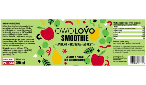 OWOLOVO Smoothie Hruška Egreš 250ml