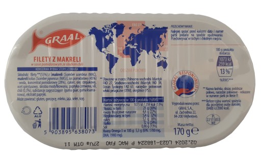 GRAAL Filety z makrely v paradajkovej omáčke 170g