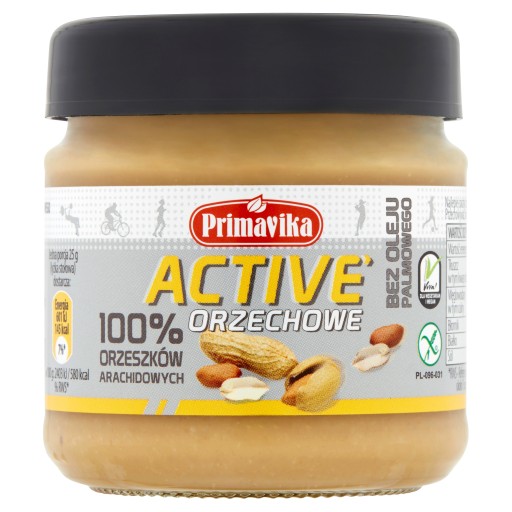 Primavika Arašidové maslo aktívne 100% arašidy 185 g