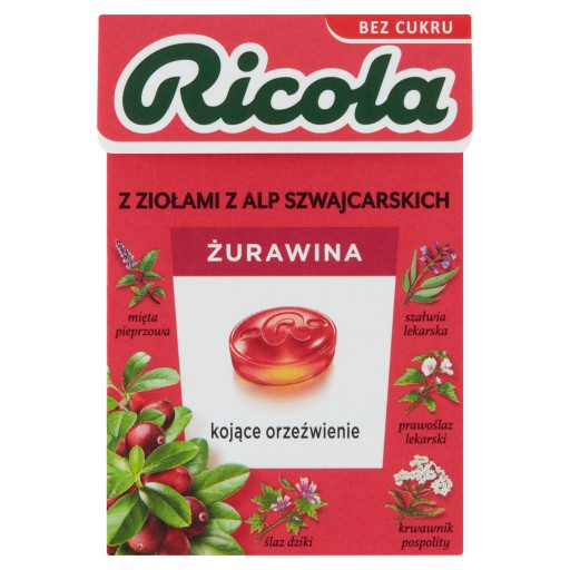 Ricola Cranberry Švajčiarske bylinkové cukríky 27,5g