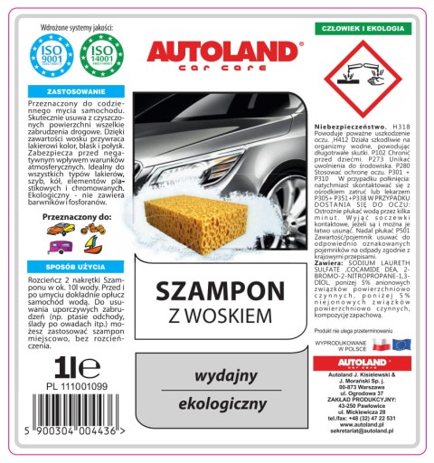 AUTOLAND KOZMETICKÝ ŠAMPÓN S VOSKOM 1L