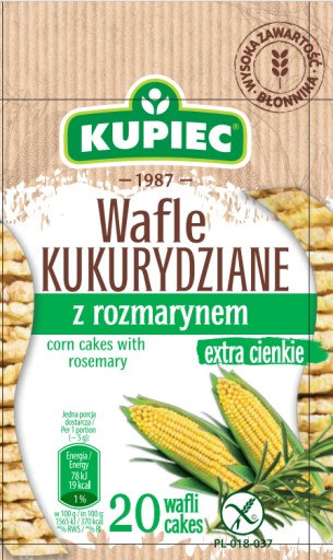 KUPIEC Kukuričné oblátky s rozmarínom extra tenké 20 oblátok 105g