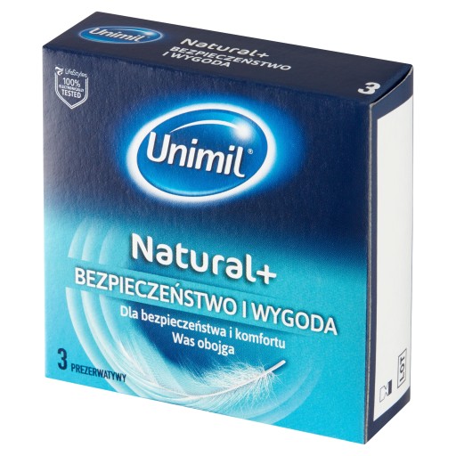 Unimil Natural, latexové kondómy, 3 ks.