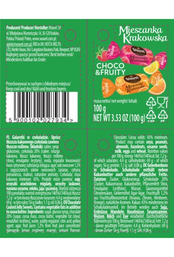 Wawel Jelly Mix Krakowska Choco&Fruity Brrrr Bear 100 g KONZERVY