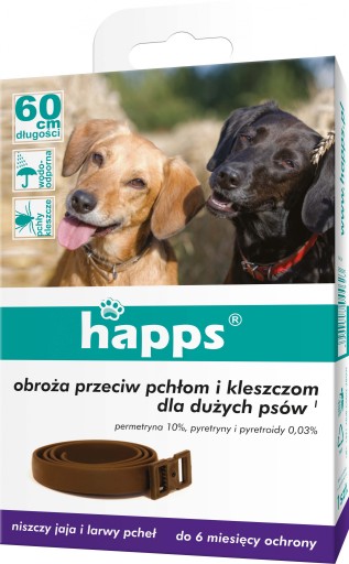 Happs obojok proti blchám, kliešťom a parazitom pre veľké psy, vodeodolný