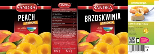 Sandra Peach polovičky v sirupe 850 ml