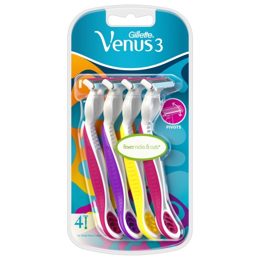 Gillette Venus 3 Jednorazové holiace strojčeky pre ženy, 4 kusy